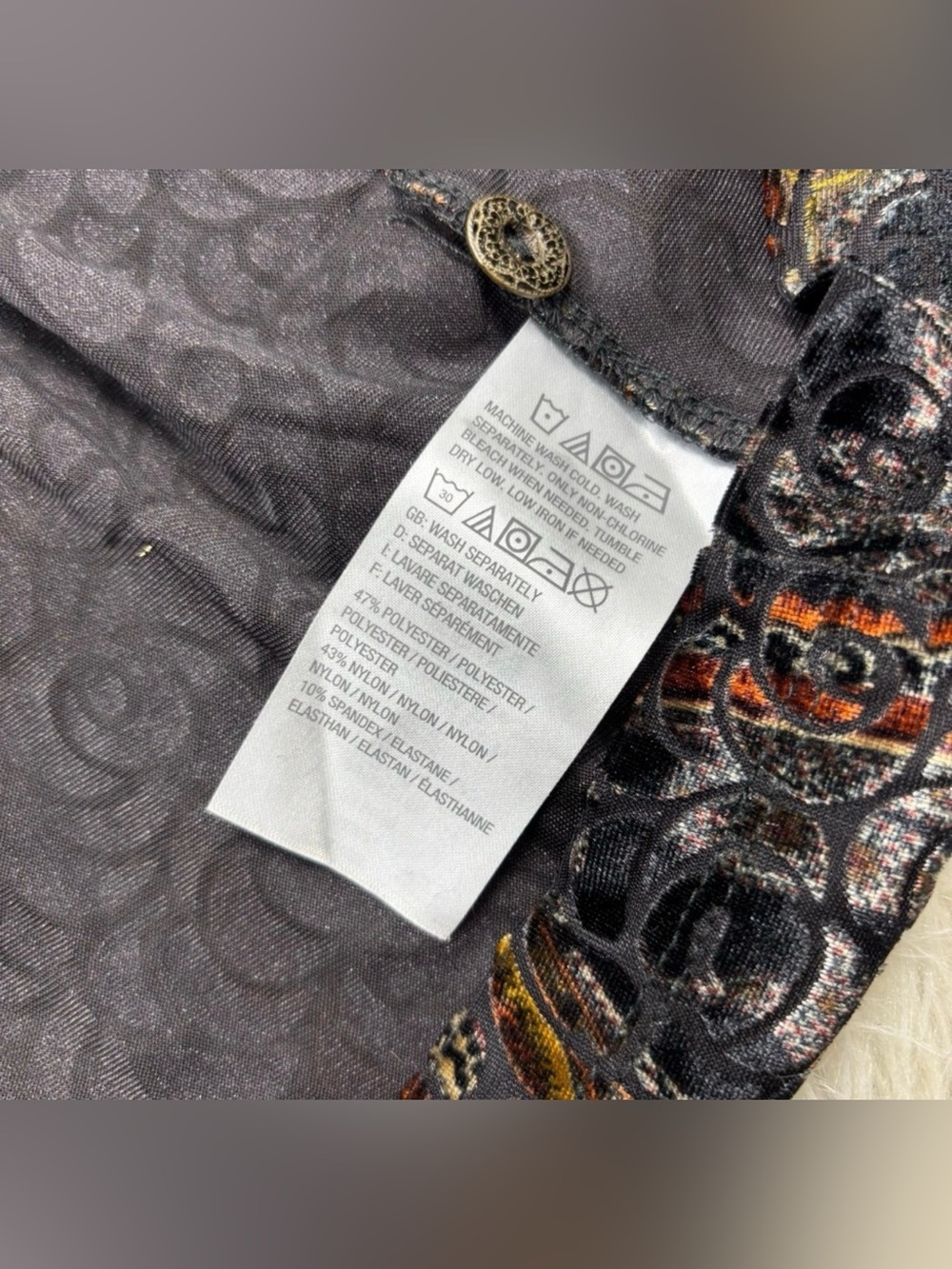 Susan Graver Women's 2X Black Floral Swirl Burn Out Velvet Long Line Cardigan - Picture 4 of 7
